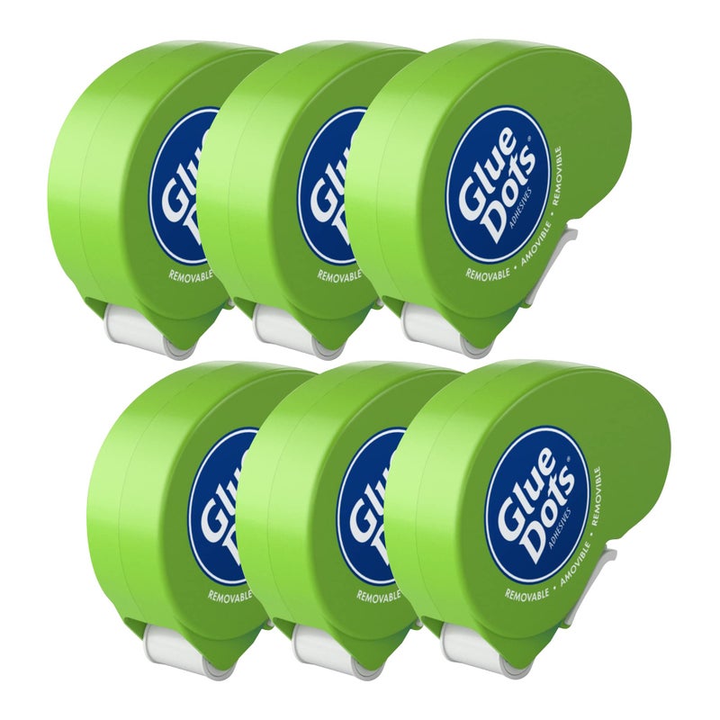 Glue Dots نقاط الغراء، نقاط قابلة للإزالة، موزع Dot N' Go، مزدوج الجوانب، 3/8 بوصة، 0.38 بوصة، 1200 نقطة، شريط غراء للحرف اليدوية، نقاط لاصقة، بديل الغراء السائل، شفاف، 6 عبوات - Image 1